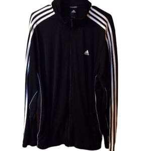 Adidas Tricot Jacket, Size L, Black with White Stripes